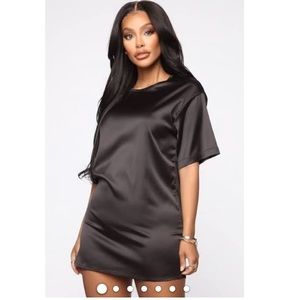 Oversized black satin tshirt